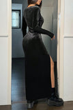 Long Sleeve Maxi Dress with Slit