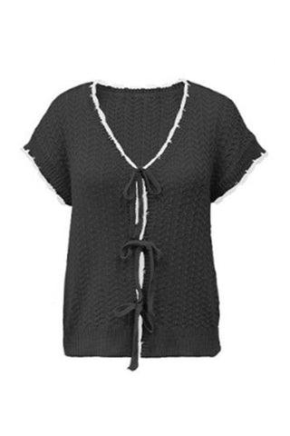 Tie-Front Crochet Cardigan
