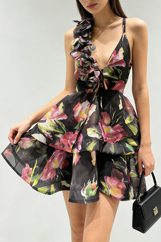 Floral Ruffle Tiered Mini Dress
