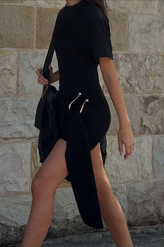 Draped Waist Casual Dress