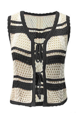 Tie-Front Crochet Sweater Vest