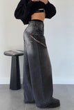 Trendy Wide Leg Denim Jeans