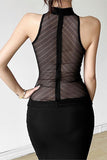 High-Neck Mesh Panel Tank Top