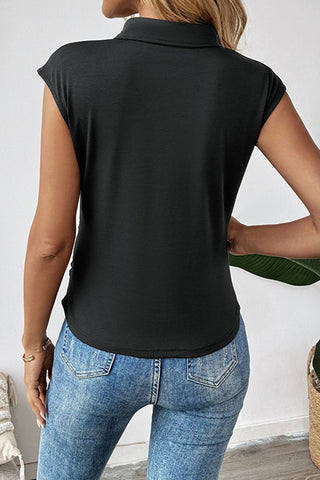 Sleeveless Keyhole Top with Floral Applique