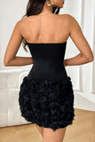 Strapless Floral Skirt Evening Dress