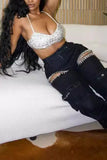 Embellished Cargo Straight-Leg Jeans