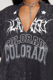 Oversized Graphic Plunge Neck T-Shirt