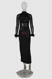 Sheer Mesh Embellished Maxi Dress