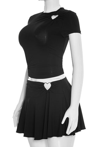 Heart Cutout Skirt Set