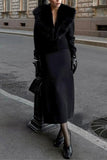 Faux Fur Collar Buttoned Jacket