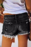 Distressed Button-Front Denim Shorts