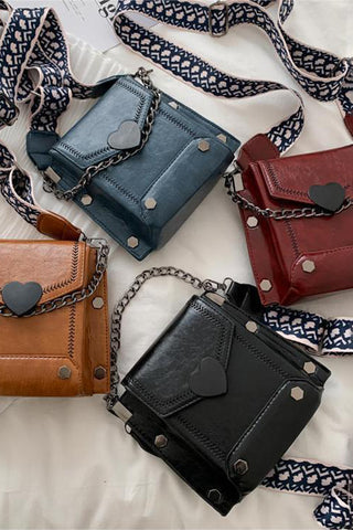 Heart Accent Crossbody Bag with Chain