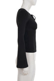 Tie-Front Long Sleeve Top