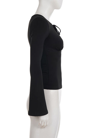 Tie-Front Long Sleeve Top
