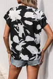 V-Neck Printed Short Sleeve Blouse