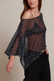 Off-Shoulder Polka Dot Sheer Blouse