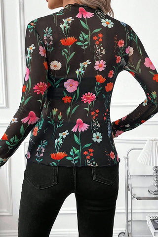 Sleek Animal Print Long Sleeve Top