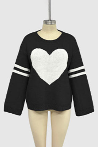 Heart Pattern Oversized Sweater
