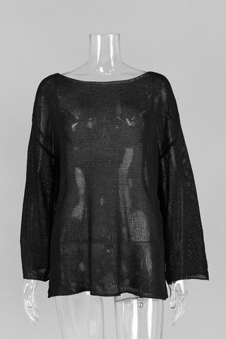 Open-Knit Boat Neck Top