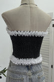Lace-Trim Denim Corset Tank