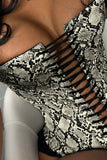 Lace-Up Strapless Snake Print Tank