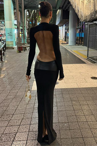 Plunge-Neck Cutout Evening Dress