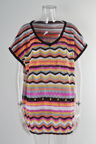 Vibrant Patterned Knit Cover-up