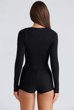 Square Neck Long-Sleeve and Shorts Set