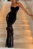 Elegant Lace Panel Evening Dress