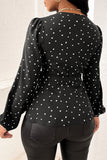 Wrap-Style Heart Print Blouse
