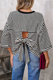 Striped T-Shirt with Bow Back Detail