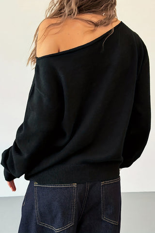 Off-Shoulder Studded Sweater