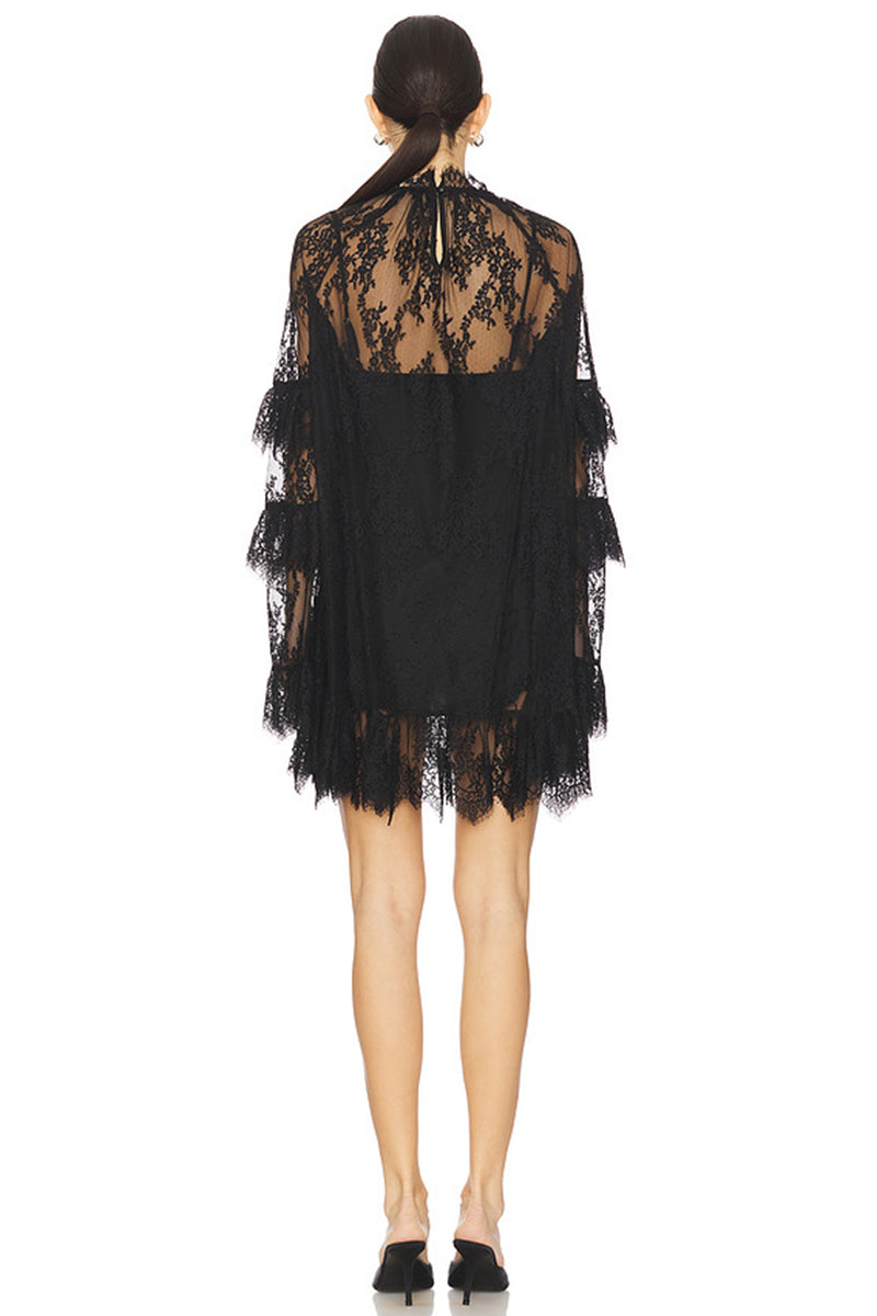 Elegant Lace Sheer Overlay Dress