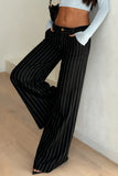 Wide-Leg Pinstripe Casual Pants
