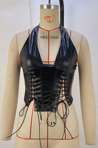 Lace-Up Halter Tank Top