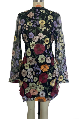 Floral Embellished Casual Dress