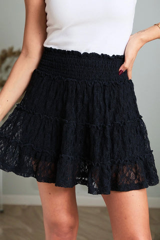Tiered Lace Smocked Waist Mini Skirt