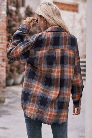Plaid Button-Front Blouse