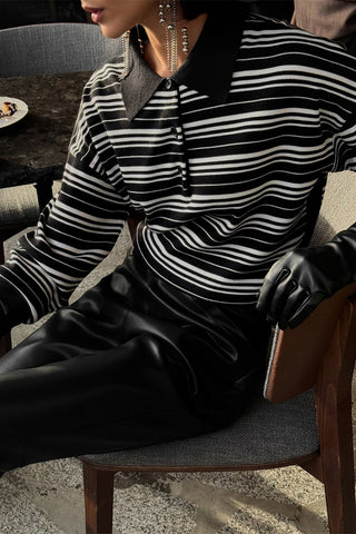Striped Polo Long Sleeve Shirt