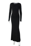 Elegant Long Sleeve Open Back Evening Dress