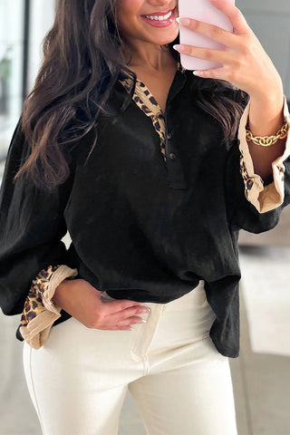 Dynamic Leopard-Trim Blouse