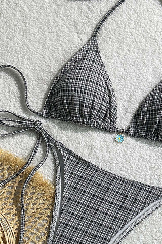 Stylish Plaid Bikini Set