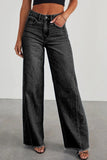 Wide-Leg Raw Hem Denim Jeans