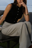 Button-Front Ribbed Tank Top