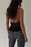 Studded Halterneck Peplum Top