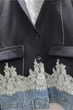 Patchwork Lace Detail Blazer Jacket