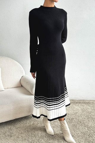 Ribbed Knit Casual Midi Dress