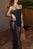 Elegant Strapless Mesh Jumpsuit