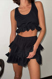 Ruffle Trim Skirt Set