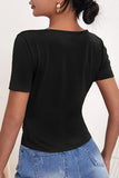 Cutout Wrap T-Shirt with Button Details